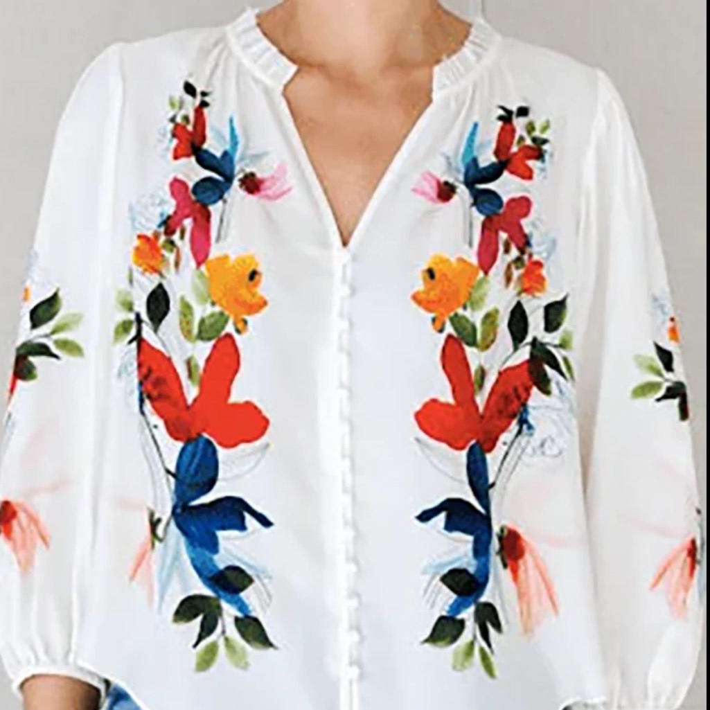 Go By Go Silk Go Poet Society White Floral Blouse
